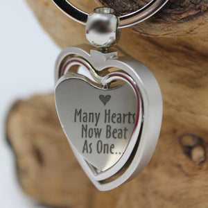 Spinning Heart Adoption Key Chain - Many Hearts One Beat