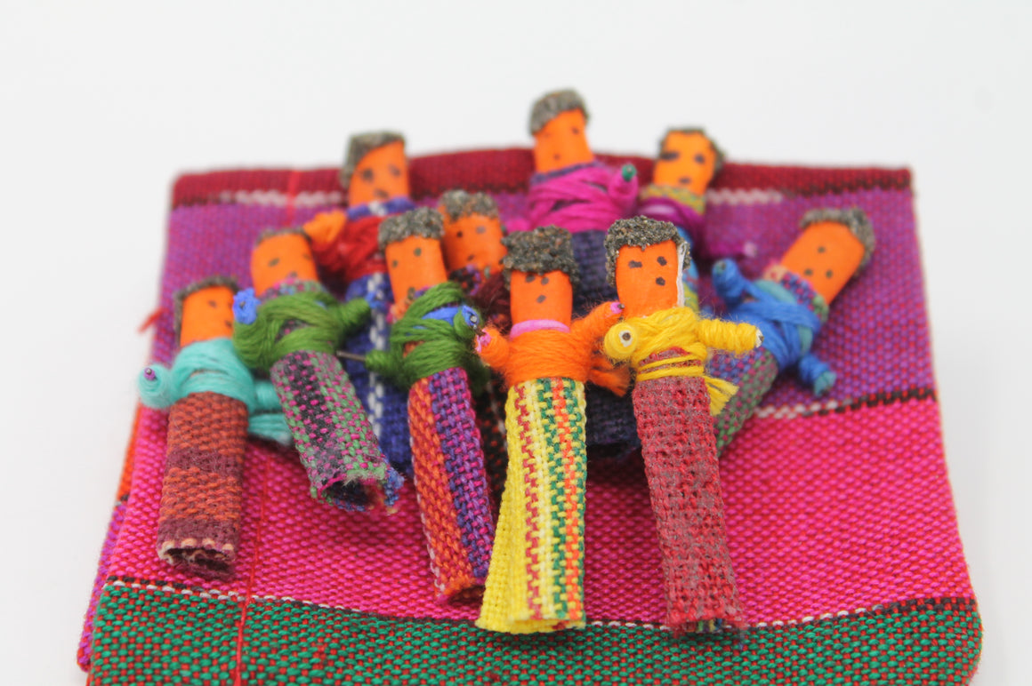 Tiny Guatemalan Worry Dolls - Set of 10 Dolls - Many Hearts One Beat