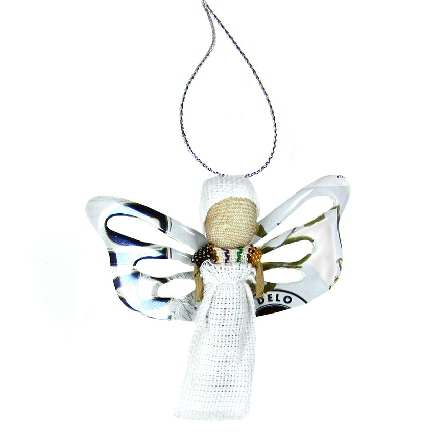 White Butterfly Angel Ornament - Many Hearts One Beat
